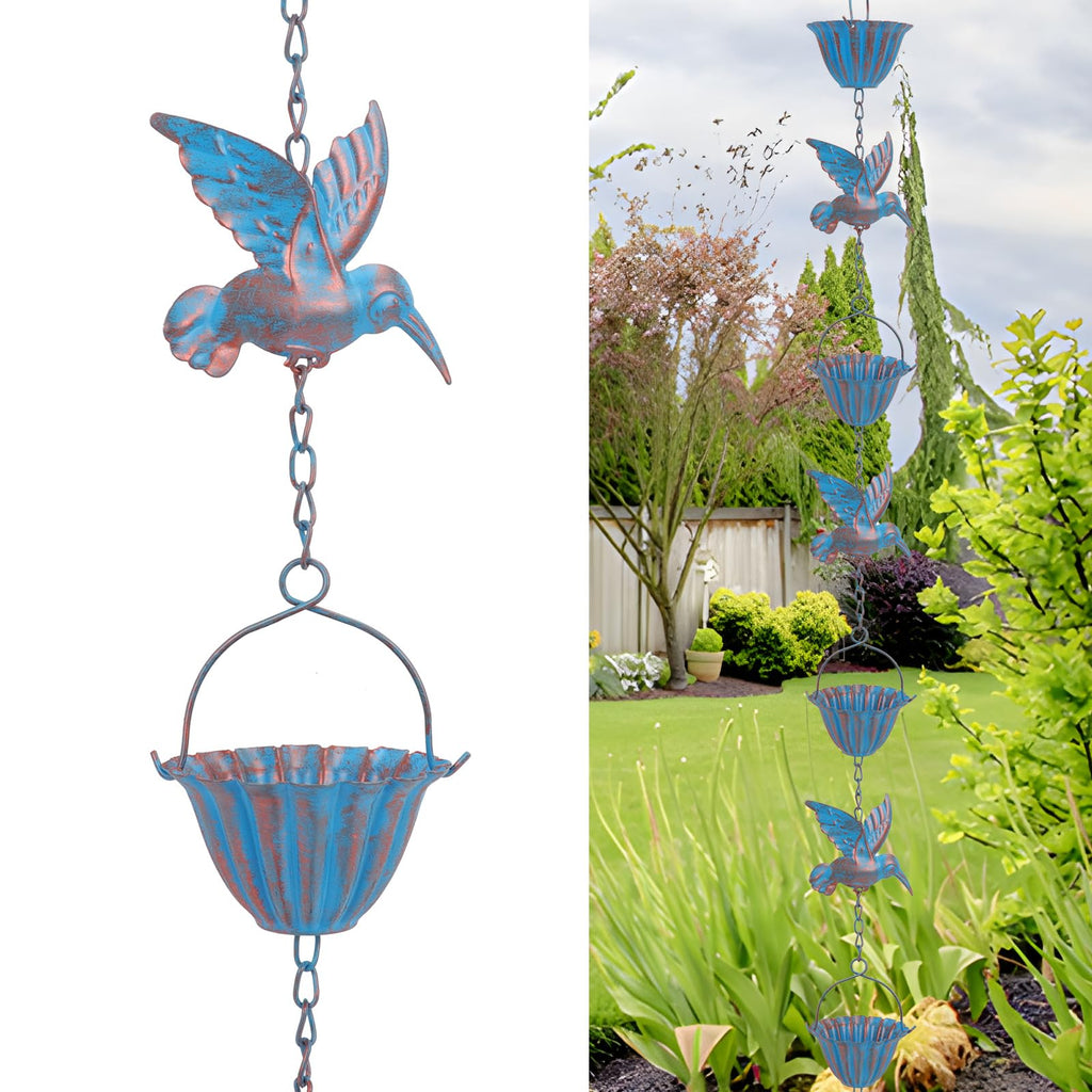 Hummingbird Metal Rain Chain for Gutters