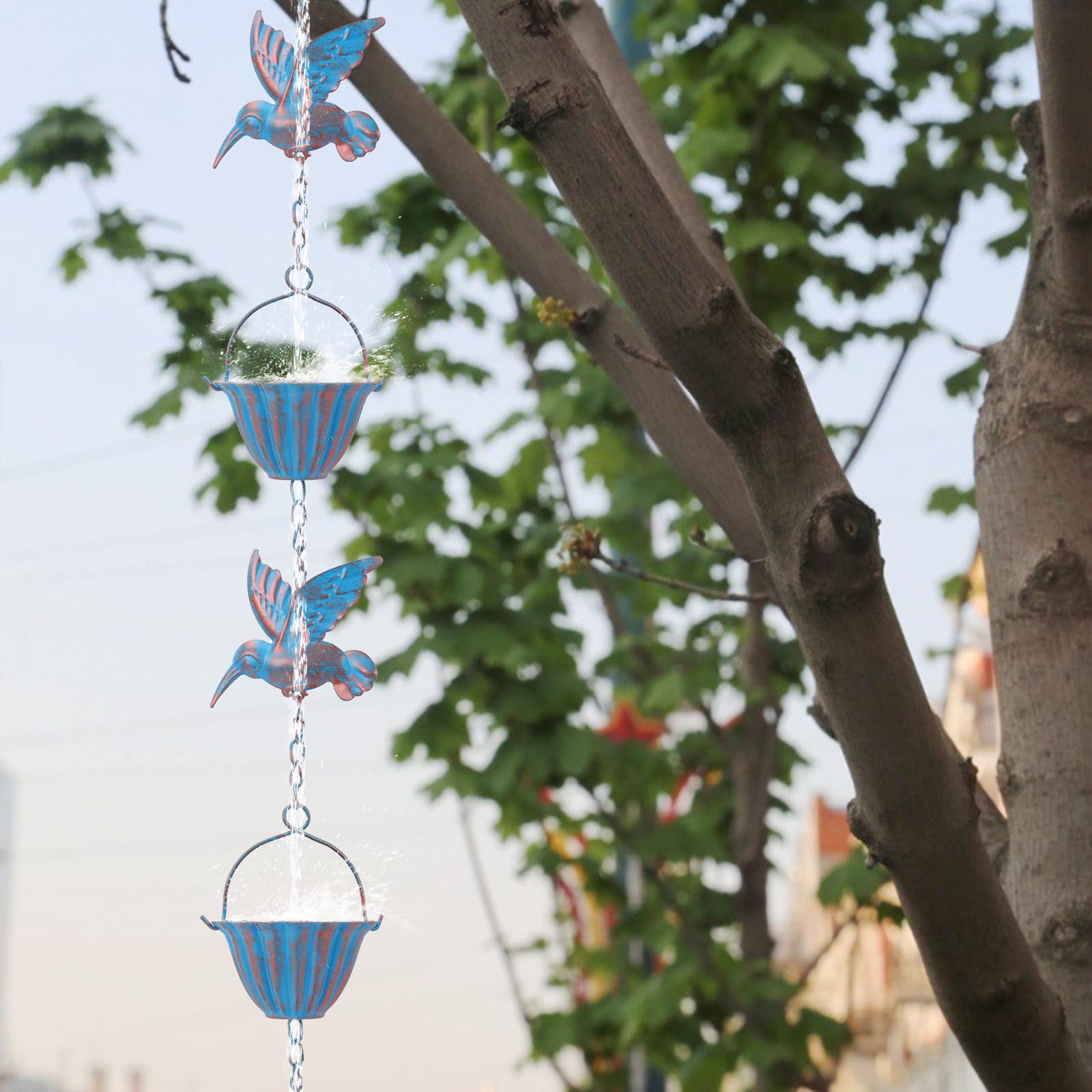 Hummingbird Metal Rain Chain for Gutters