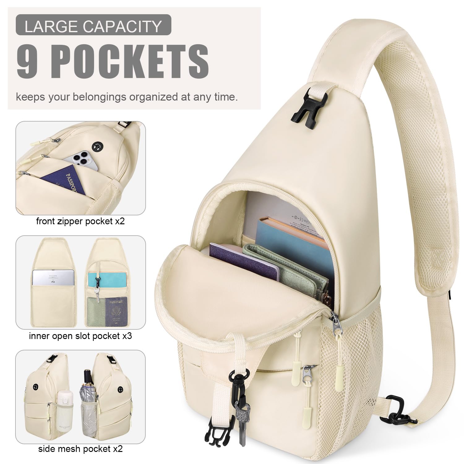 Water-Resistant Crossbody Sling Bag with Adjustable Strap
