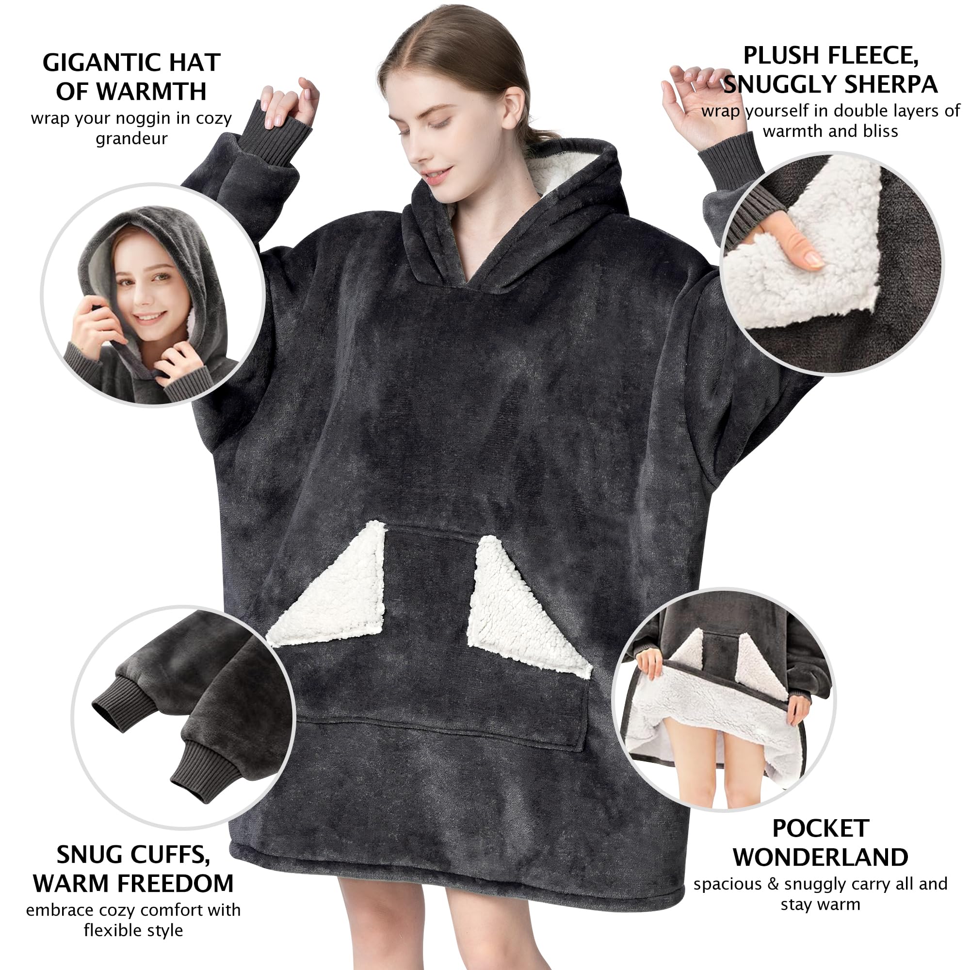 Oversized Sherpa Wearable Blanket Hoodie