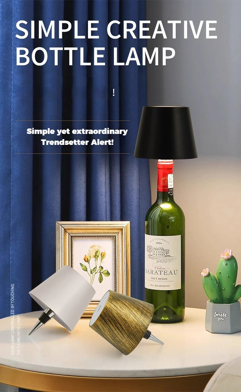 Rechargeable Bottle Table Lamp Shade