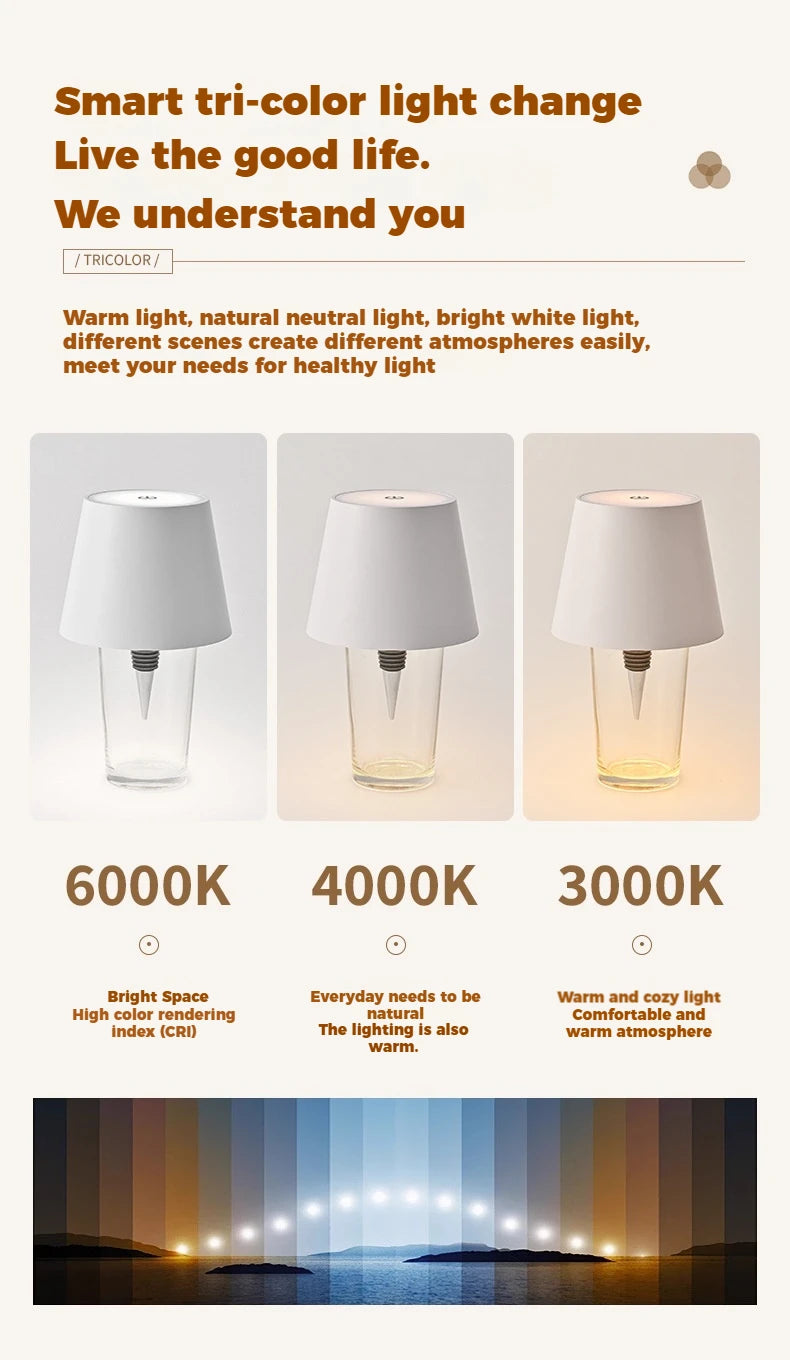 Rechargeable Bottle Table Lamp Shade