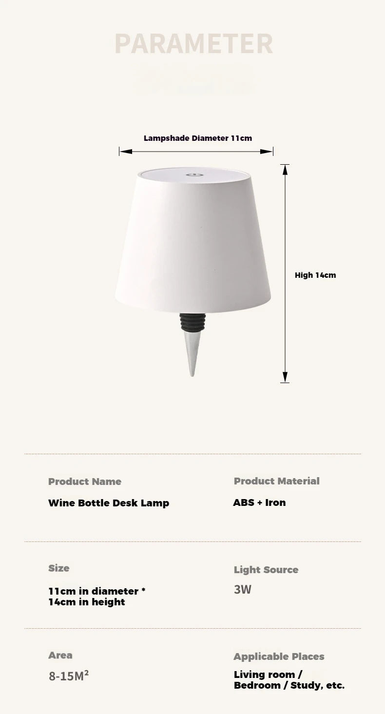 Rechargeable Bottle Table Lamp Shade