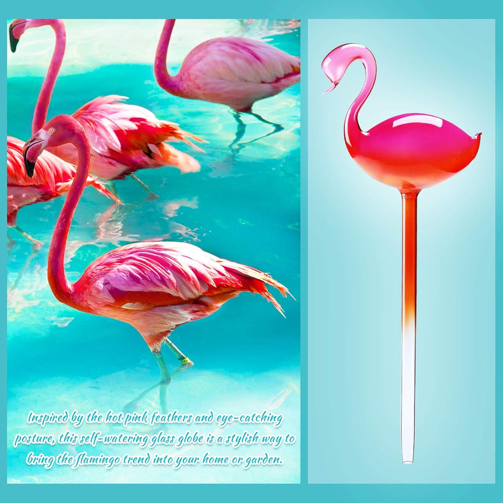 2-Piece Flamingo Glass Plant Watering Globes