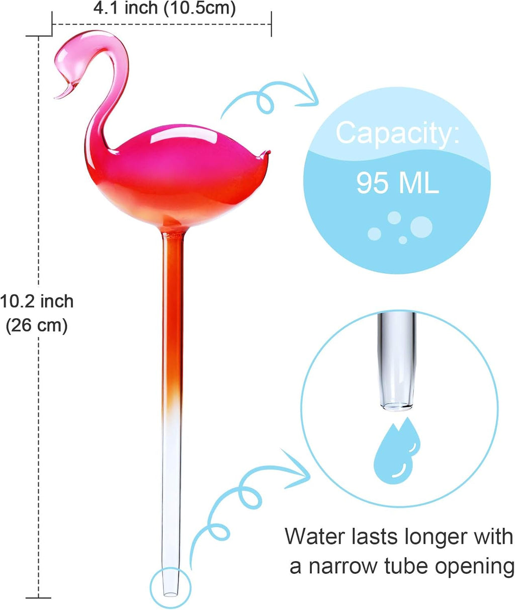 2-Piece Flamingo Glass Plant Watering Globes
