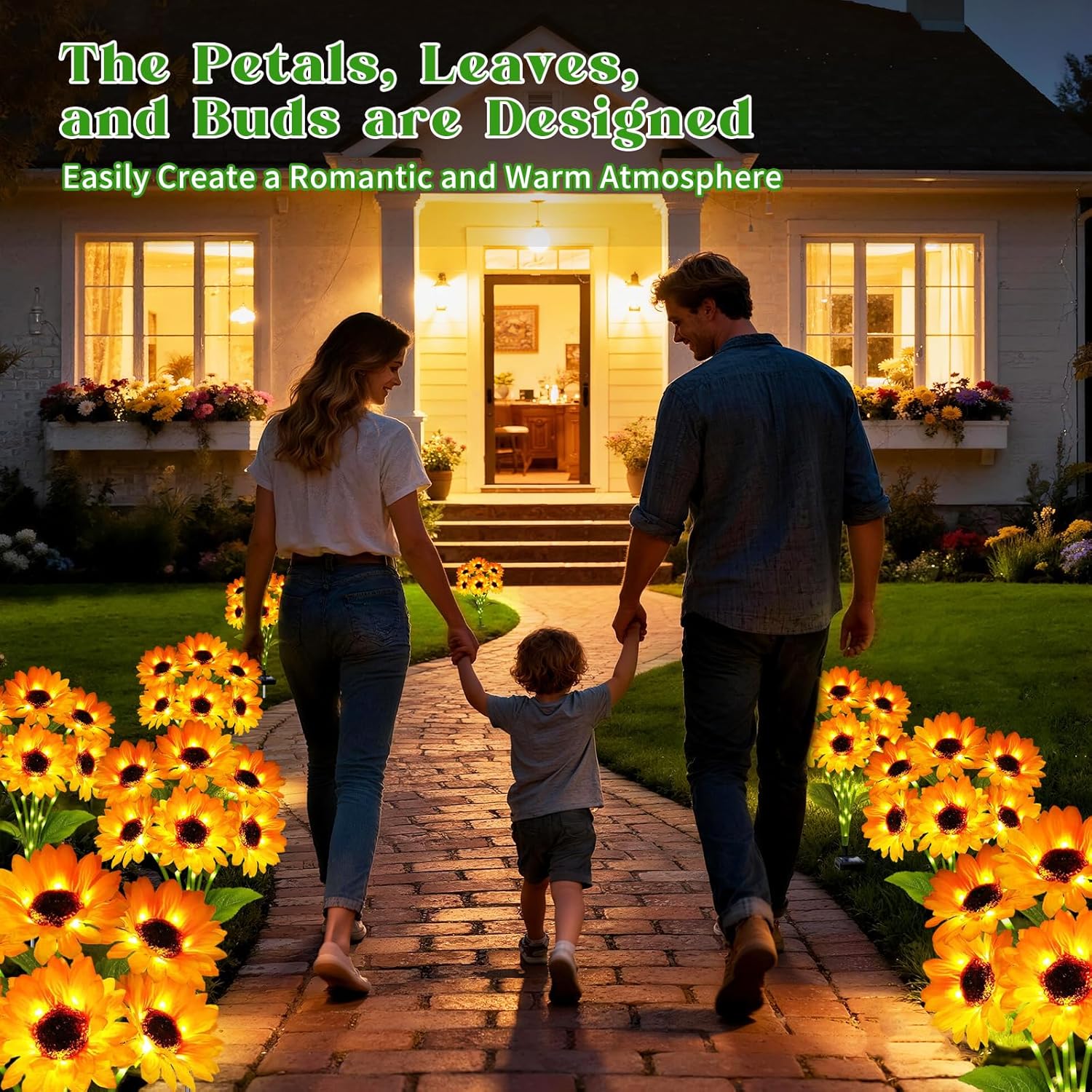 Solar Sunflower Garden Lights with Swaying Firefly Lights (2 Pack)