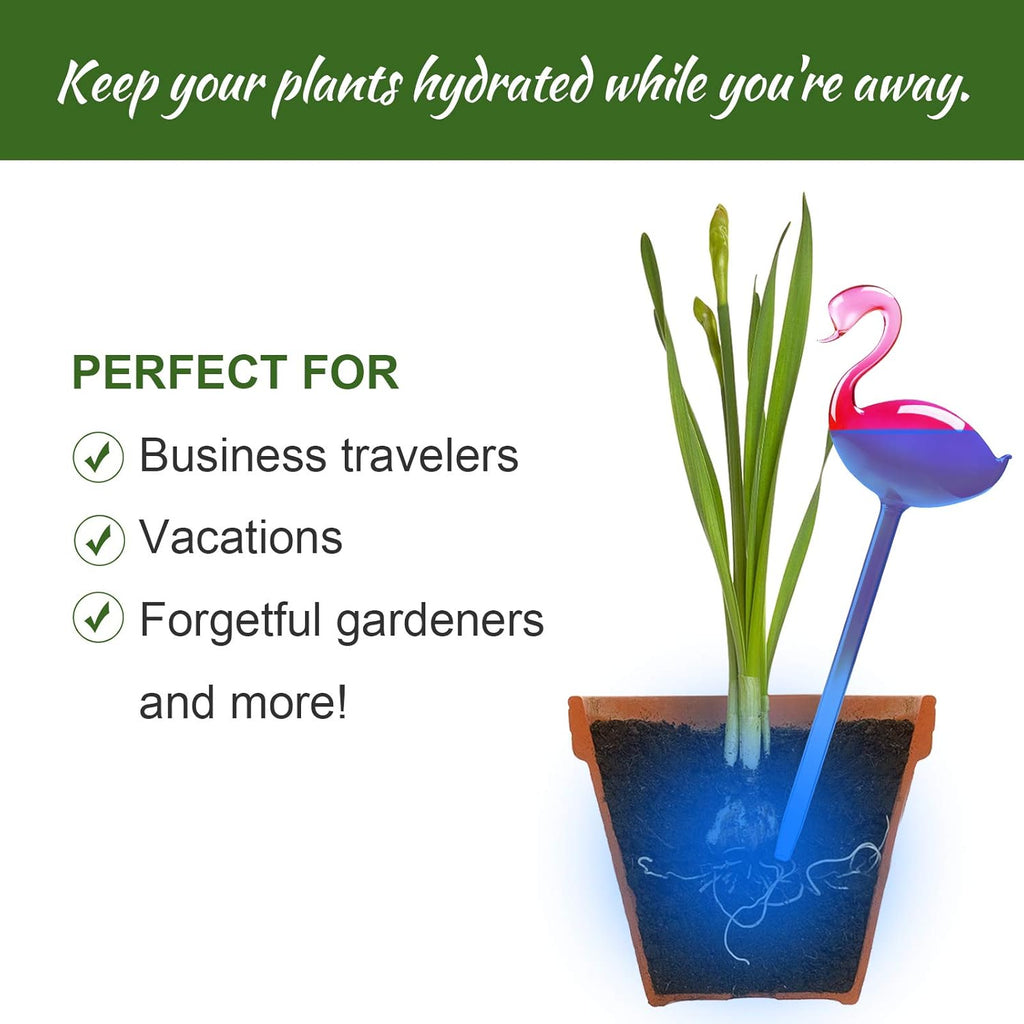 2-Piece Flamingo Glass Plant Watering Globes